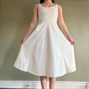 Fit and flare midi white dress
